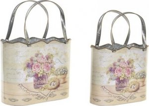 DKD Home Decor Zestaw garnków DKD Home Decor Różowy Metal Kvety Shabby Chic (29 x 13 x 38,5 cm) 1