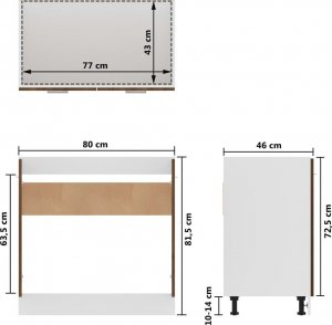 Zlewozmywak vidaXL vidaXL Szafka pod , brązowy dąb, 80x46x81,5 cm 10