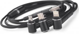 Kabel USB Upominkarnia USB-A + USB-C - USB-C + microUSB + Lightning 1.2 m Czarny 1