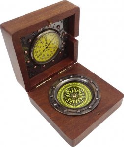 Upominkarnia Kompas Retro i Zegar w pudełku drewnianym  NC2030 2