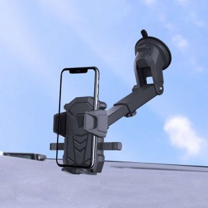 4kom.pl Uniwersalny uchwyt samochodowy CH01 teleskopowy do telefonu na kratkę szybę Black 12
