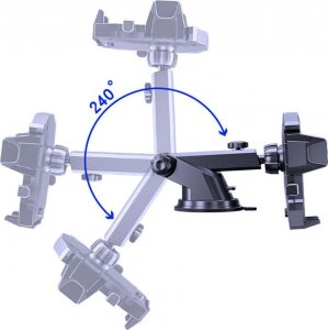4kom.pl Uniwersalny uchwyt samochodowy CH01 teleskopowy do telefonu na kratkę szybę Black 7