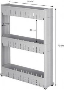 Springos Mobilny regał na kółkach szafka łazienkowa 3 półki szary UNIWERSALNY 8