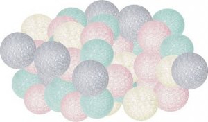 Springos Cotton balls 30 led lampki dekoracyjne, girlanda na prąd turkusowo-różowe UNIWERSALNY 1