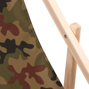 Springos Leżak ogrodowy składany, drewniany z materiałem moro UNIWERSALNY 11