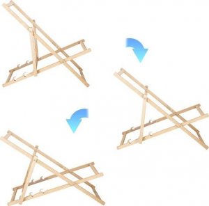 Springos Leżak ogrodowy składany, drewniany z materiałem moro UNIWERSALNY 2