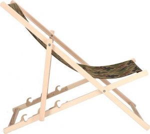 Springos Leżak ogrodowy składany, drewniany z materiałem moro UNIWERSALNY 4