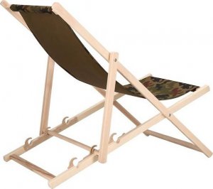 Springos Leżak ogrodowy składany, drewniany z materiałem moro UNIWERSALNY 5