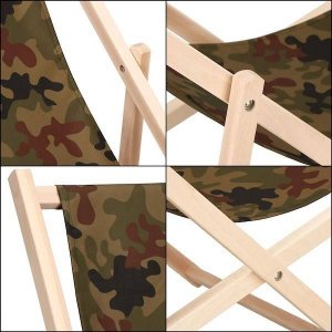 Springos Leżak ogrodowy składany, drewniany z materiałem moro UNIWERSALNY 6