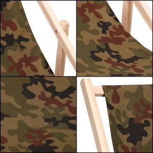 Springos Leżak ogrodowy składany, drewniany z materiałem moro UNIWERSALNY 7