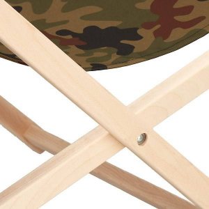 Springos Leżak ogrodowy składany, drewniany z materiałem moro UNIWERSALNY 8