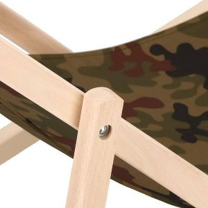 Springos Leżak ogrodowy składany, drewniany z materiałem moro UNIWERSALNY 9