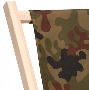 Springos Leżak ogrodowy składany, drewniany z materiałem moro UNIWERSALNY 10