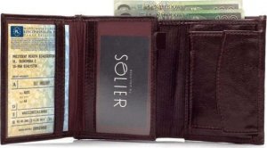 Solier Accessories Elegancki skórzany męski portfel SOLIER SW01 bordowy 2