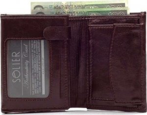 Solier Accessories Elegancki skórzany męski portfel SOLIER SW01 bordowy 3
