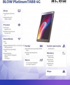 Tablet Blow PlatinumTab 8" 32 GB 4G Szary (79-055#) 2