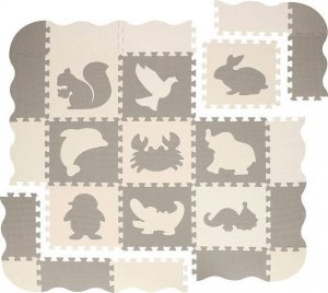 Springos Mata piankowa 120x120 cm zwierzaki puzzle dla dzieci szaro-beżowe pianka EVA UNIWERSALNY 6