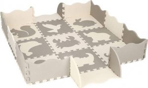 Springos Mata piankowa 120x120 cm zwierzaki puzzle dla dzieci szaro-beżowe pianka EVA UNIWERSALNY 10