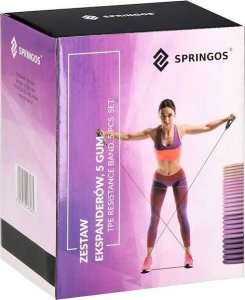 Springos Guma oporowa zestaw 5 szt. fioletowy ekspander, taśma do ćwiczeń 4,5-22,7 kg UNIWERSALNY 11