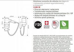 Suszarka Beko VALERA 533.15/038B Hospitality hair dryer Premium 1100 5