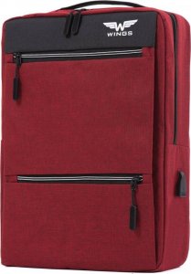 Plecak Kemer Plecak miejsko-turystyczny z USB WINGS KEMER BP30-03 Czerwony 2