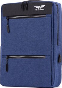 Plecak Kemer Plecak miejsko-turystyczny z USB WINGS KEMER BP30-04 Niebieski 2
