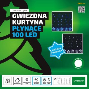 Dekoracja świąteczna Multimix.pl Kurtyna świetlna Gwiazdki 1,25 m  100 LED  wewnętrzne oświetlenie  8 funkcji świecenia  lampki NR 1788 1