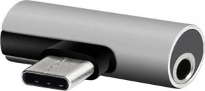 Adapter USB ATL USB-C - Jack 3.5mm + USB-C Srebrny  (AK291E) 1