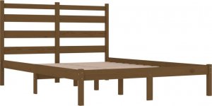 vidaXL Rama łóżka, miodowy brąz, lite drewno sosnowe, 200 x 200 cm 4