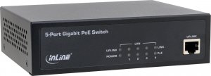 Switch InLine InLine® PoE+ Gigabit Network Switch 5 Port (4x PoE+), 1Gbps, desktop, metal, without fan 1