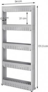 Springos Mobilny regał na kółkach szafka łazienkowa 5 półek szary UNIWERSALNY 8