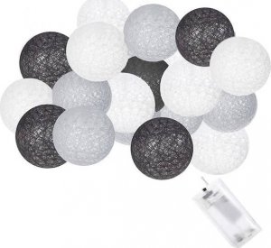 Lampki choinkowe Springos Cotton balls 20 led lampki dekoracyjne 6cm girlanda na baterie szaro-białe UNIWERSALNY 1