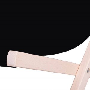 Springos Leżak ogrodowy składany, drewniany z czarnym materiałem UNIWERSALNY 2