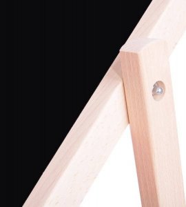 Springos Leżak ogrodowy składany, drewniany z czarnym materiałem UNIWERSALNY 4