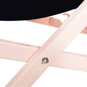 Springos Leżak ogrodowy składany, drewniany z czarnym materiałem UNIWERSALNY 5