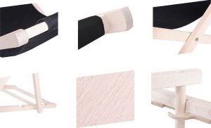 Springos Leżak ogrodowy składany, drewniany z czarnym materiałem UNIWERSALNY 9