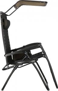 Springos Leżak ogrodowy grawitacyjny regulowany z daszkiem czarny UNIWERSALNY 2