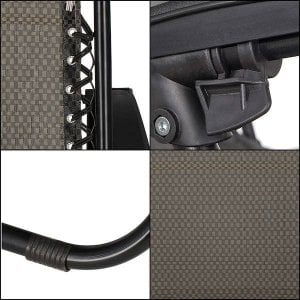 Springos Leżak ogrodowy grawitacyjny regulowany z daszkiem czarny UNIWERSALNY 4