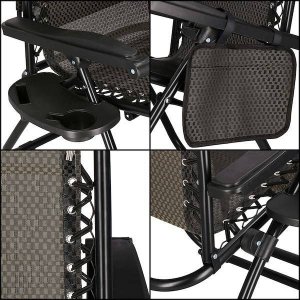 Springos Leżak ogrodowy grawitacyjny regulowany z daszkiem czarny UNIWERSALNY 5