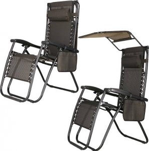 Springos Leżak ogrodowy grawitacyjny regulowany z daszkiem czarny zestaw 2 szt. UNIWERSALNY 17