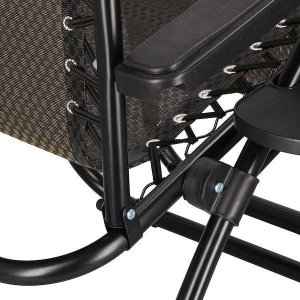 Springos Leżak ogrodowy grawitacyjny regulowany z daszkiem czarny zestaw 2 szt. UNIWERSALNY 24