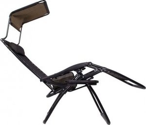 Springos Leżak ogrodowy grawitacyjny regulowany z daszkiem czarny zestaw 2 szt. UNIWERSALNY 25