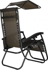 Springos Leżak ogrodowy grawitacyjny regulowany z daszkiem czarny zestaw 2 szt. UNIWERSALNY 28