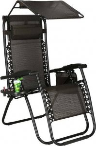 Springos Leżak ogrodowy grawitacyjny regulowany z daszkiem czarny zestaw 2 szt. UNIWERSALNY 29