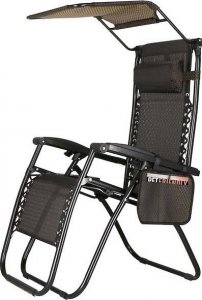 Springos Leżak ogrodowy grawitacyjny regulowany z daszkiem czarny zestaw 2 szt. UNIWERSALNY 30