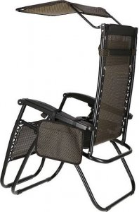 Springos Leżak ogrodowy grawitacyjny regulowany z daszkiem czarny zestaw 2 szt. UNIWERSALNY 3