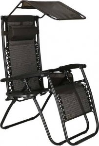 Springos Leżak ogrodowy grawitacyjny regulowany z daszkiem czarny zestaw 2 szt. UNIWERSALNY 34