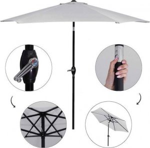 Springos Parasol ogrodowy składany 260 cm duży na balkon szary UNIWERSALNY 4