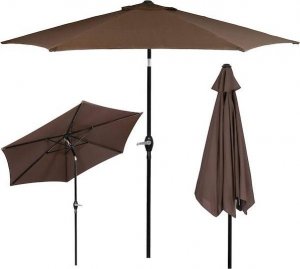 Springos Parasol ogrodowy składany 260 cm duży na balkon brązowy UNIWERSALNY 15
