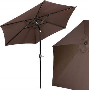 Springos Parasol ogrodowy składany 260 cm duży na balkon brązowy UNIWERSALNY 16